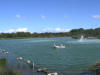 Treatment using boat and sprinklers